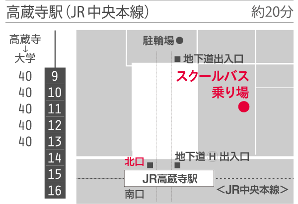 JR春日井駅 スクールバス乗降場まで