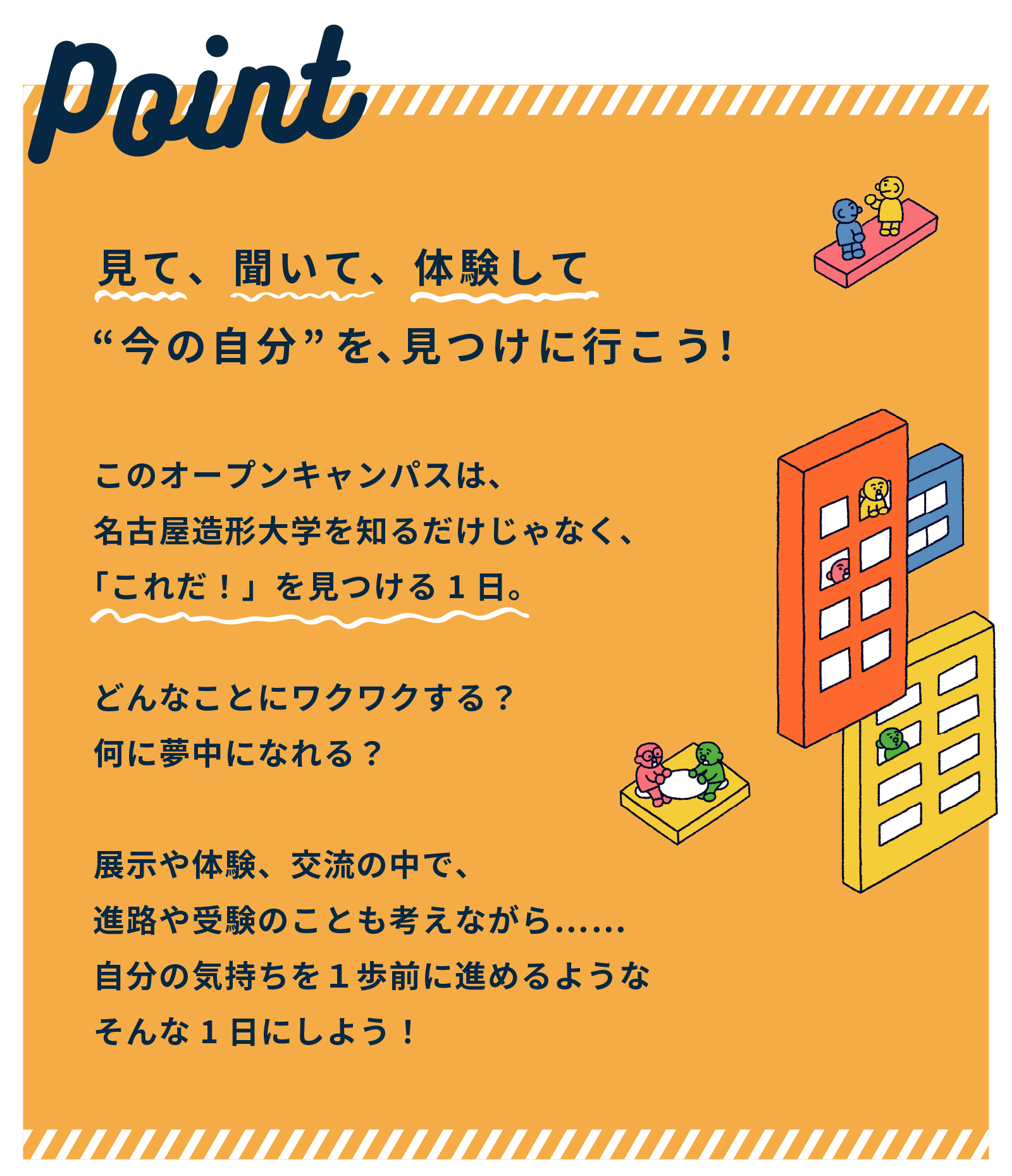 見て、聞いて、体験して「大学生の自分」を想像してみよう。