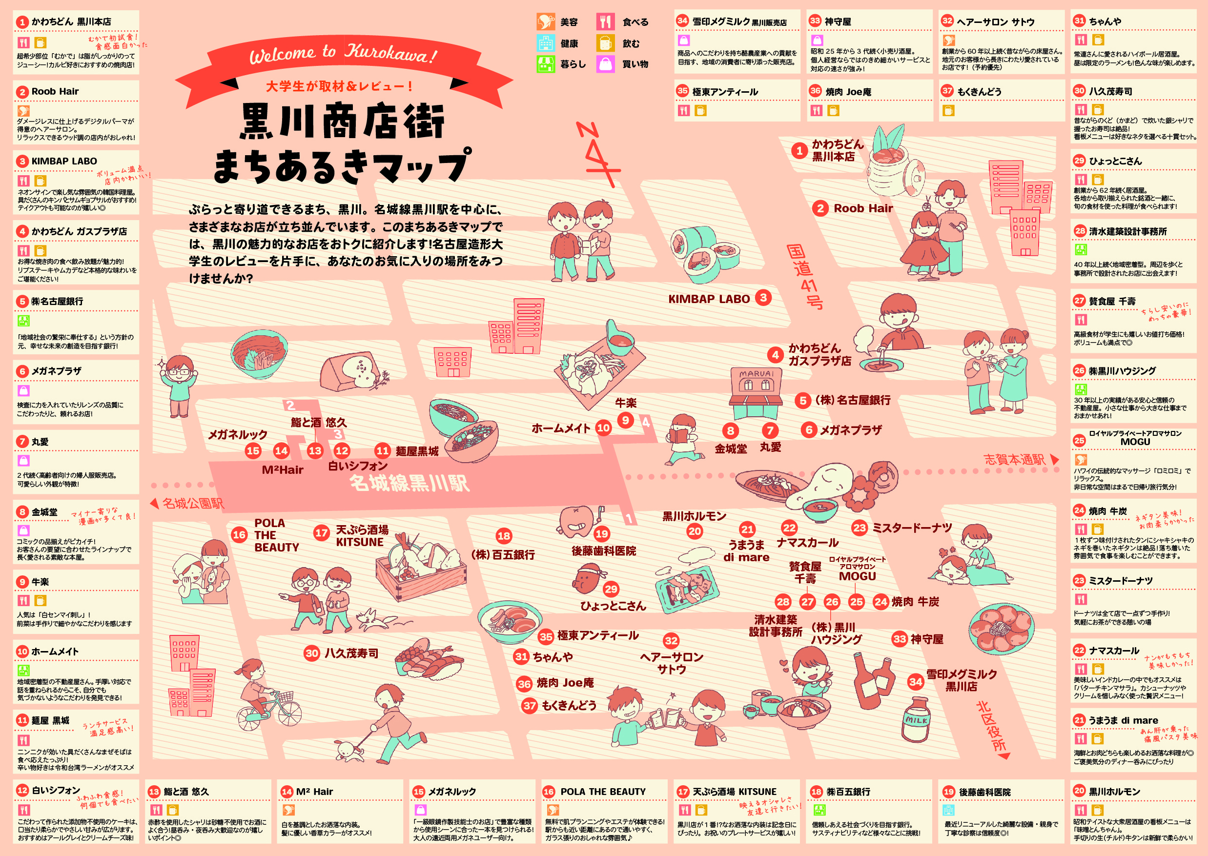黒川商店街まちあるきマップ マップ面